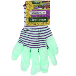 Цена за 12 шт. Перчатки нейлоновые "Неон" с ПВХ покрытием облив пальцев, мятные 8 р-р ДоброСад