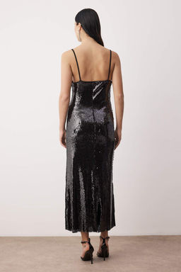 Siyah Orme Payet Maxi Astarl? S?k/Gece Elbise TPRAW26EL00159 - Trendyolmilla фото 4