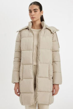 Puffer Sisme Uzun Mont Parka Su Itici Regular Kal?p C?kar?labilir Kapusonlu