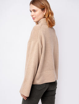 VILATTE / Укороченный свитер тонкой вязки из теплой пряжи с шерстью фото 3