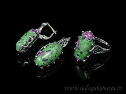 Кольцо Серьги с цоизитом размер 20