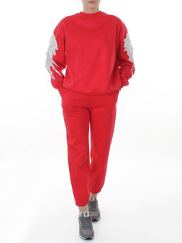 3416/3417 RED Костюм спортивный утепленный женский (95% хлопок, 5% эластан)