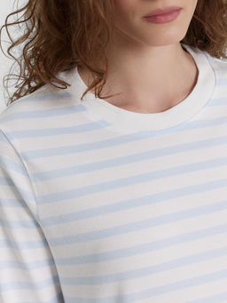 Джемпер Mark Formelle в полоску из хлопка с эластаном бело-голубой  фото 5