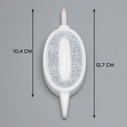 Свеча для торта «Суперблеск», 10.4 см, цифра 0, серебряная блестка