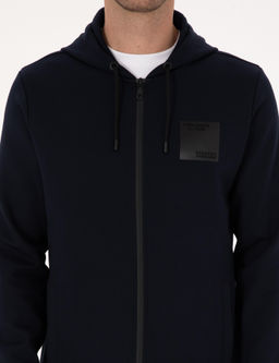 Lacivert Regular Fit Pamuk Kar___ml_ Tam Fermuarl_ Sweatshirt