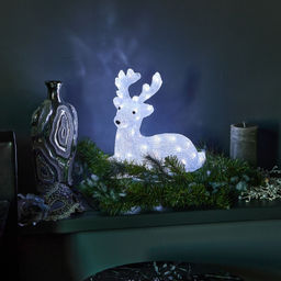 ULD-M3133-050/STA WHITE IP20 LYING FAWN Фигура светодиодная Лежащий оленёнок, 50 светодиодов, 31*15*33 см, цвет-свечения- белый, IP20