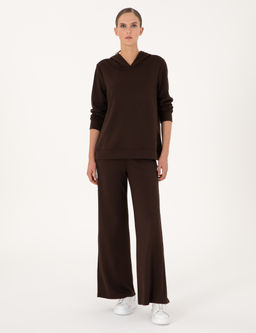 Kahverengi Oversize Modal Kar___ml_ Kap__onlu Sweatshirt