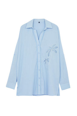 Mavi Dokuma Nak?sl? 100% Pamuk Gomlek TBESS24GO00045