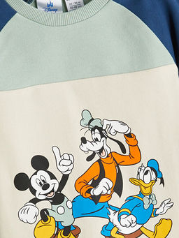 Bisiklet Yaka Mickey Mouse Bask?l? Erkek Bebek Sweatshirt ve E?ofman Alt