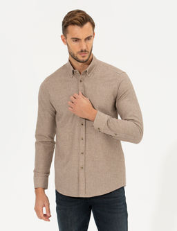 Bej Slim Fit Uzun Kollu G_mlek
