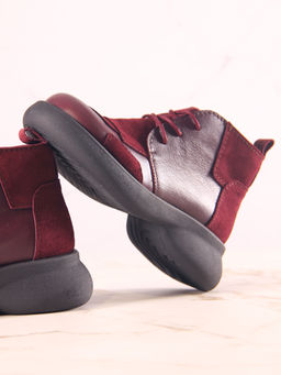 Ботинки 305.927bl.Бордовый бордовая замша/байка