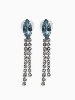 Набор 2 пред-а: серьги, колье "Вечерний шик" лепестки, цвет бело-небесно-голубой в серебре   1093745