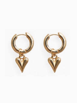 Серьги-трансформеры Сердце под гематит, цвет золото