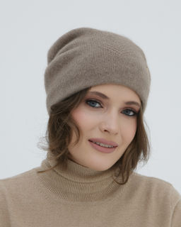 Шапка кашемировая двойная с узором UL капучино