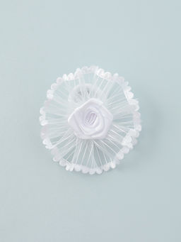 Цена за 6 шт. Бант для волос на резинке «Школьница», лучики роза, d=6 см, белый