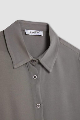 Рубашка-туника стандартного кроя с длинными рукавами - Defacto фото 9