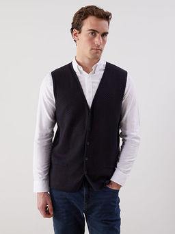 Standart Kal?p V Yaka Erkek Triko Yelek