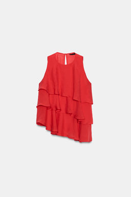 TOP ASIM?TRICO VOLANTES / Rojo - Zara фото 4
