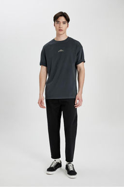 Футболка Comfort Fit с круглым вырезом и короткими рукавами с принтом на спине - Defacto фото 2