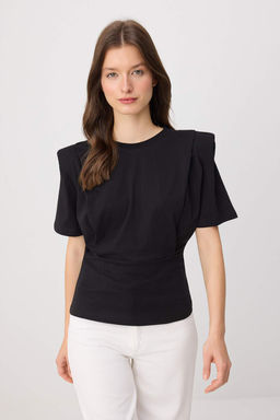 Siyah Duz Regular Bisiklet Yaka Standart Kol K?sa %100 Pamuk Orme T-Shirt TWOSS26TS00250 - Trendyolmilla фото 2