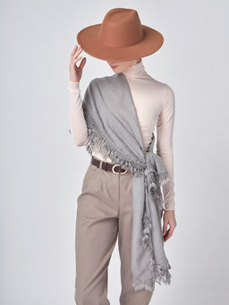 Большой, мягкий, тонкий и очень нежный двусторонний палантин с рисунком. - Tantino фото 8