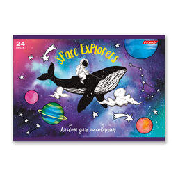 Светоч 24АЛСК4_3_3_9 Альбом для рисования, глянц.ламинация, 100 г/м2 A4 29 х 20.5 см 24 л. 5 шт. на скобе 000203 Космос  фото 8