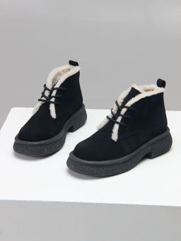 Ботинки 308.агатаbl. черный замша/Шерсть