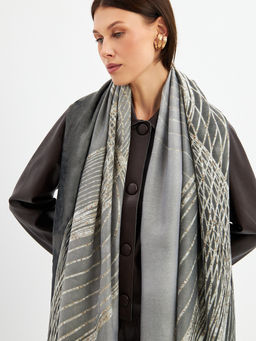 Большой, мягкий, тонкий и очень нежный двусторонний палантин с рисунком - Tantino фото 17