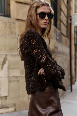 CROCHET LONG SLEEVE TOP - Zara фото 3