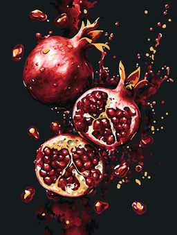 ФРЕЯ PNB/PMB-279 Набор для раскрашивания по номерам ( эффект черного холста ) ( с краской-металлик ) 40 х 30 см Сочные гранаты