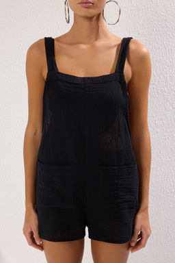 Siyah Muslin Cep Detayl? Plaj Tulum TBESS25TU00000
