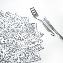 Цена за 12 шт. Салфетка сервировочная на стол Цветок, d=43 см, цвет серебряный - Simaland фото 8