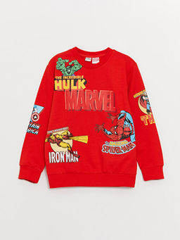 Bisiklet Yaka Marvel Bask?l? Uzun Kollu Erkek ?ocuk Sweatshirt