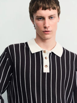 Джемпер с отложным воротником в полоску / Zarina  фото 6