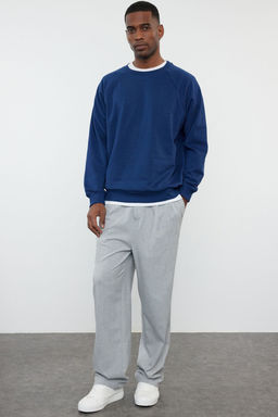 Lacivert Oversize/Genis Kesim Ici Polar/S?cak Tutan Reglan Kol Sweatshirt TMNAW23SW00190