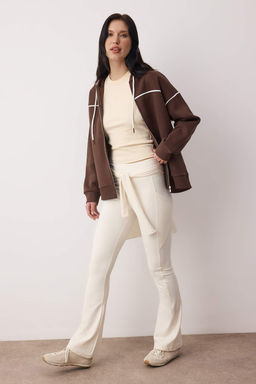 Lacivert Kapusonlu ve Biye Detayl? Oversize/Genis Kal?p Orme Sweatshirt TWOAW26SW00106 - Trendyolmilla фото 9