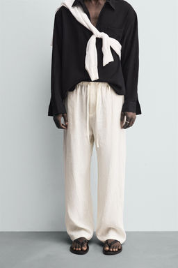 100% LINEN RELAXED FIT TROUSERS - Zara фото 2