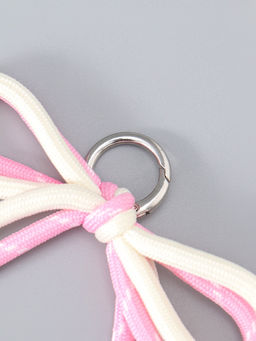 Цена за 3 шт. Брелок на карабине "Двойной бант" розово-белый 20х9,5х1 см
