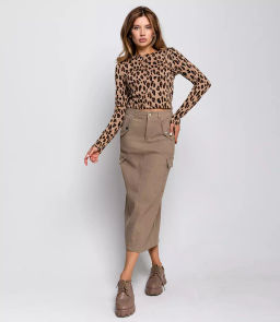 Джинсовая юбка #КТ9468, темно-бежевый