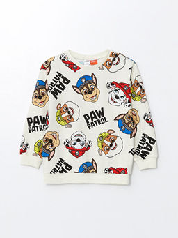 Bisiklet Yaka Uzun Kollu Paw Patrol Bask?l? Erkek Bebek Sweatshirt