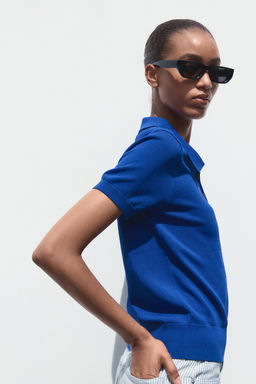 SHORT SLEEVE KNIT POLO TOP - Zara фото 14