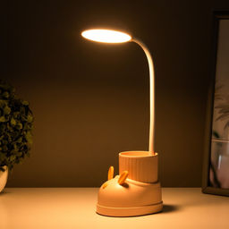 Лампа настольная «Ботинок заяц» LED 3 режима 3 Вт USB органайзер розовый 8×11×31 см RISALUX