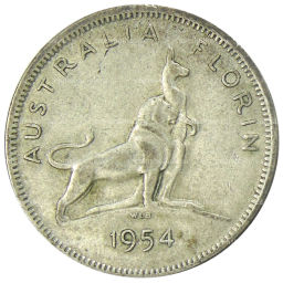 1 флорин (2 шиллинга) 1954 года Австралия  Королевский визит Елизаветы II