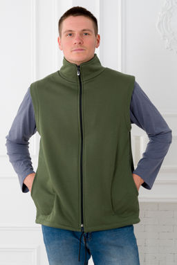 Жилет мужской из футера 3-х нитка хаки макси - Амадэль фото 5
