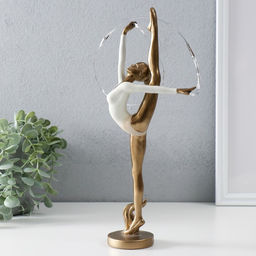 Фигурка полистоун «Гимнастка с лентой», бронза, 14×6.5×32.5 см