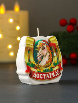 Цена за 2 шт. Свеча новогодняя "Подкова. Достаток" 6х2,8х6 см