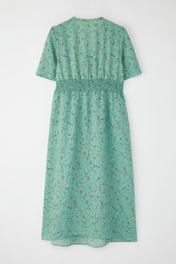 Yesil Cicekli A Kesim Gipeli Midi Dokuma Elbise TWOSS25EL00115 - Trendyolmilla фото 3