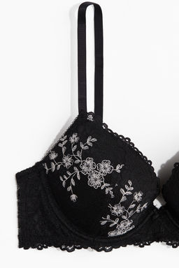 Sujetador push-up de encaje con bordado - H&m фото 5