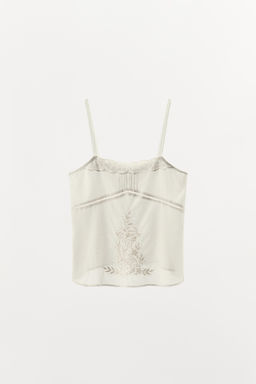 EMBROIDERED BEADED STRAPPY TOP - Zara фото 4