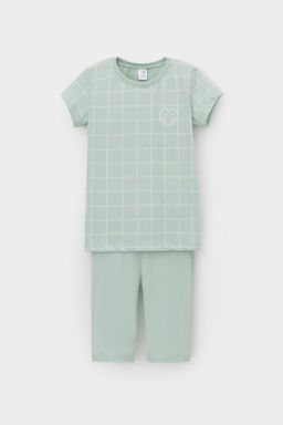 К 1641/голубая дымка,двойная клетка пижама дет